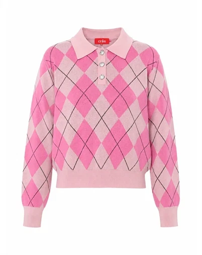 Cras Cph - Lovemycras Pullover - Pink Argyle